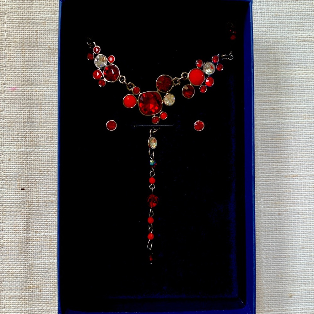 Swarovski Red Necklace & Earrings